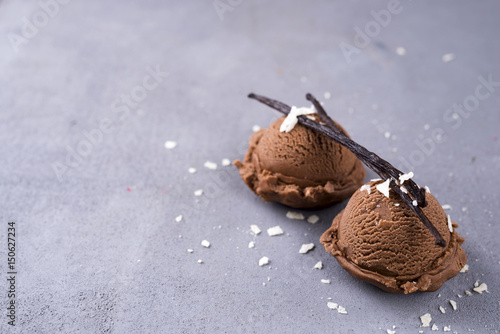 Scoop of chocolate ice cream photo