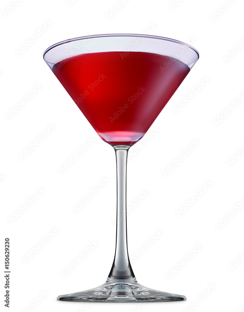 fresh fruit alcohol cocktail or mocktail in martini glass with red beverage isolated on white background fresh fruit alcohol cocktail or mocktail in martini glass with red beverage isolated on white background
