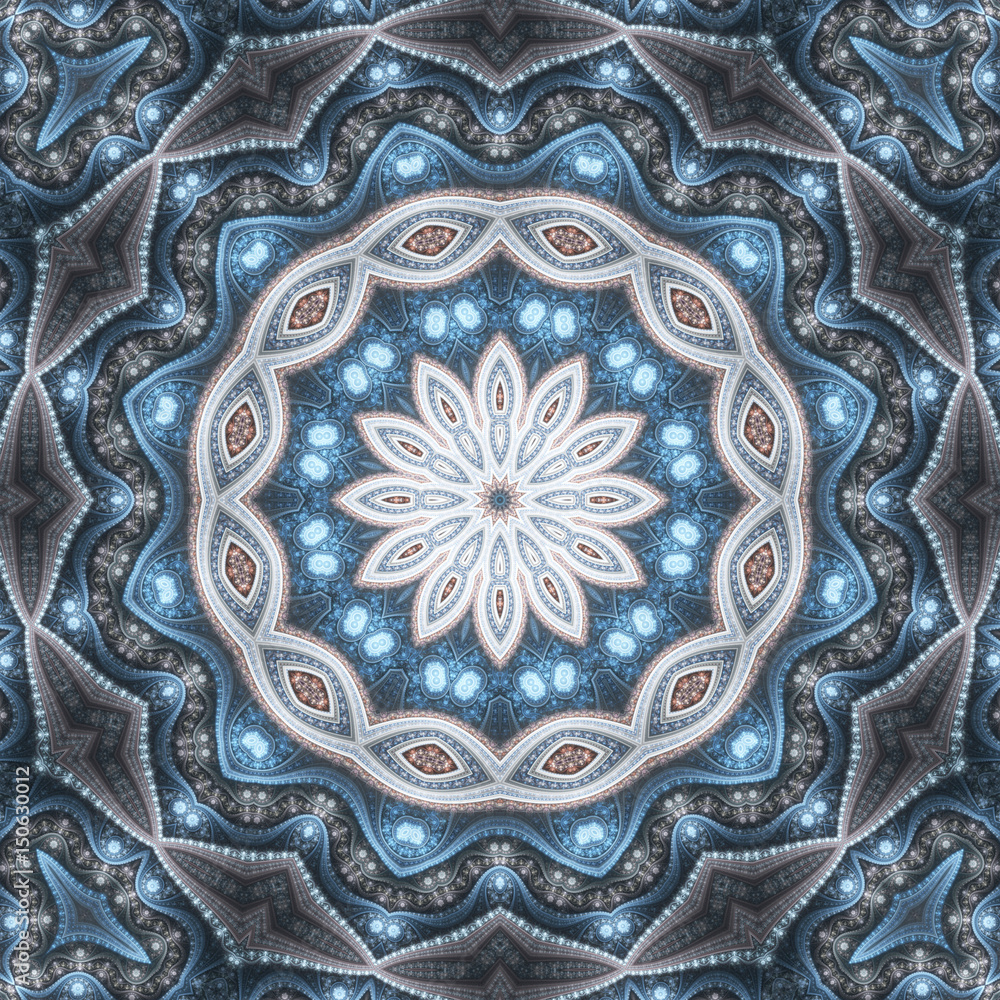 Winter themed fractal pattern, digital artwork for creative grap