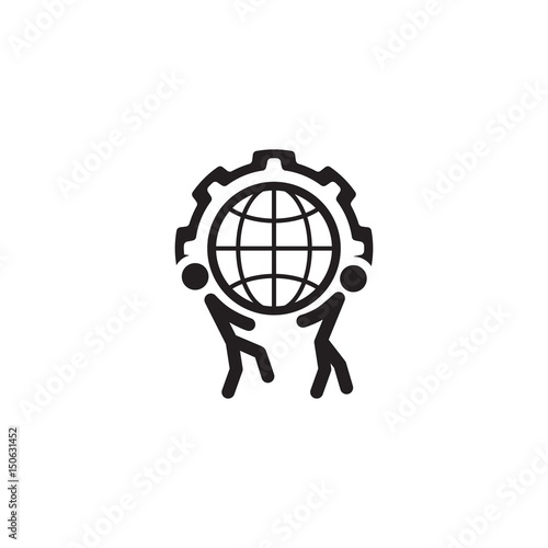 Global Support Icon. Flat Design.