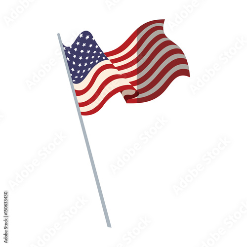 united states of america flag with pole vector illustration