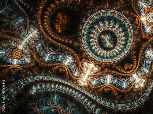 Steampunk fractal texture, digital artwork for creative graphic design