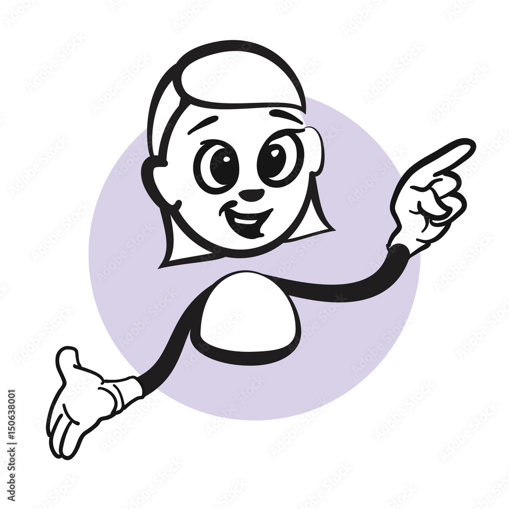 Naklejka premium Stickmamn Emotion Woman Pointing Left