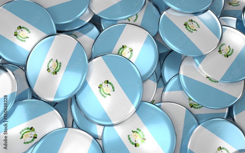 Fototapeta premium Guatemala Badges Background - Pile of Guatemalan Flag Buttons.