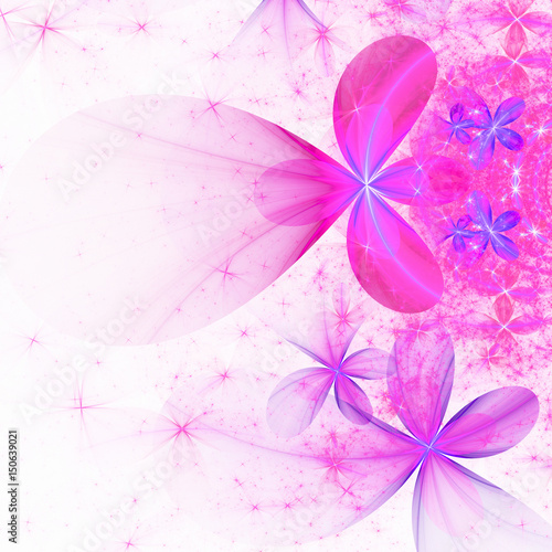 Pink fractal flowers  digital artwork for creative graphic design