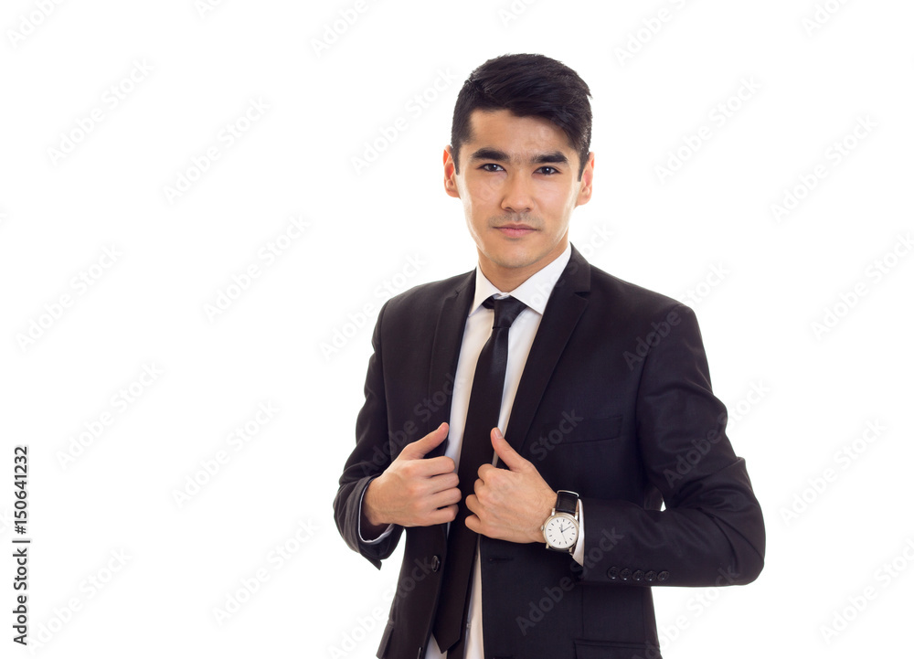 Young man in black tuxedo