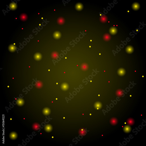 Vector background with bright magic red and golden lights.