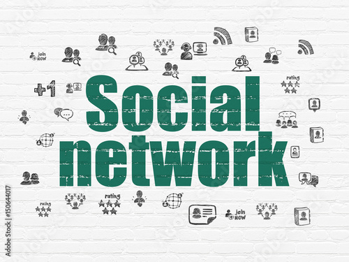 Social media concept  Social Network on wall background