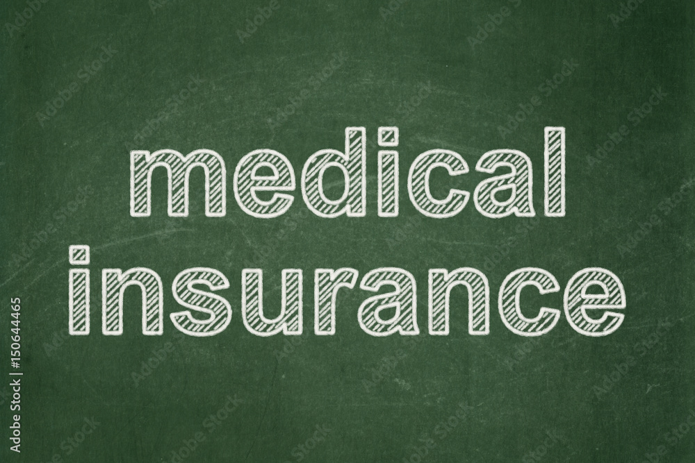 Obraz premium Insurance concept: Medical Insurance on chalkboard background