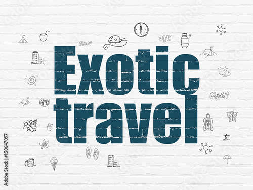 Vacation concept  Exotic Travel on wall background