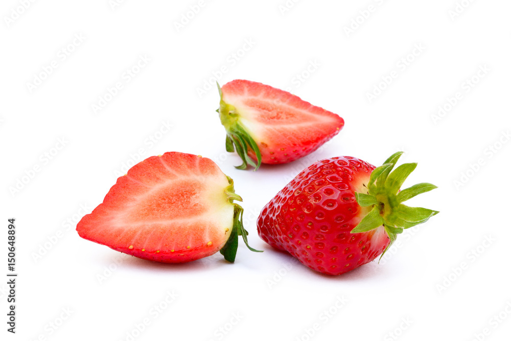 Fresh red strawberries isolated on a white background Fresh red strawberries isolated on a white background
