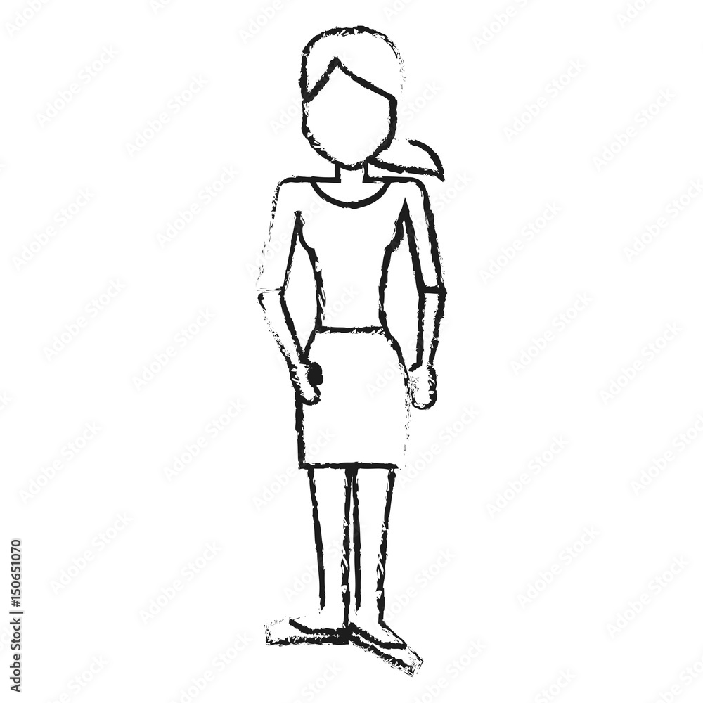 blurred silhouette caricature faceless woman with blouse and skirt vector illustration