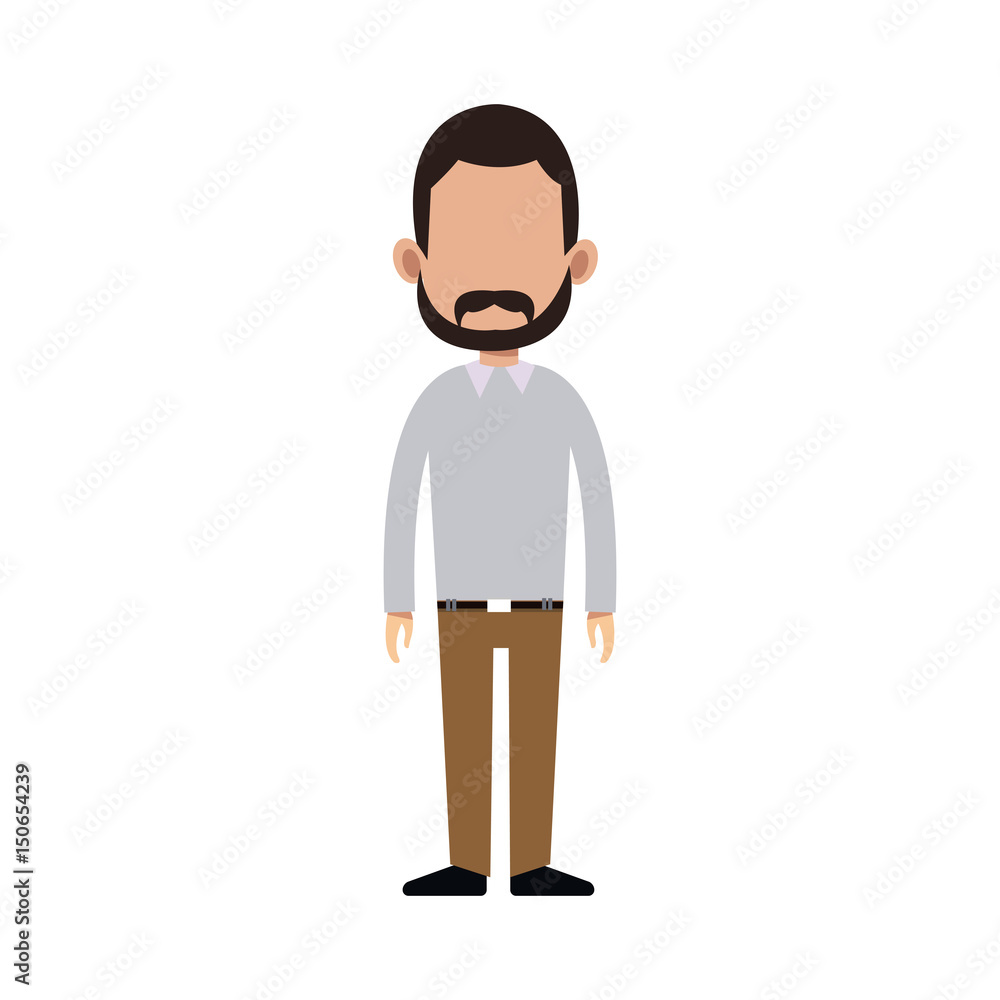 character man standing casual clothes image vector illustration