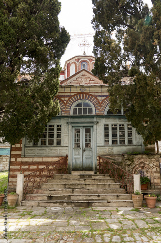 Holy mountain Athos  Greece  april 2017     different views of monasteries 