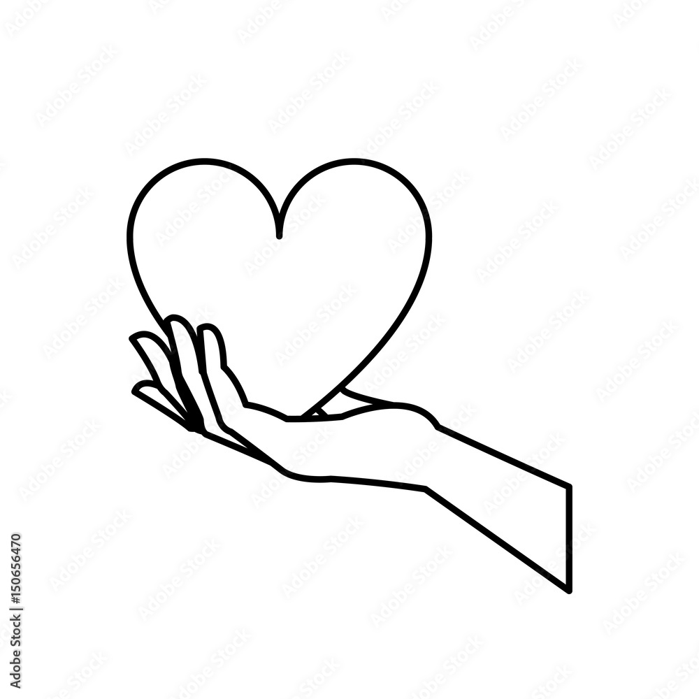 hand holding heart blood donation symbol line vector illustration hand holding heart blood donation symbol line vector illustration