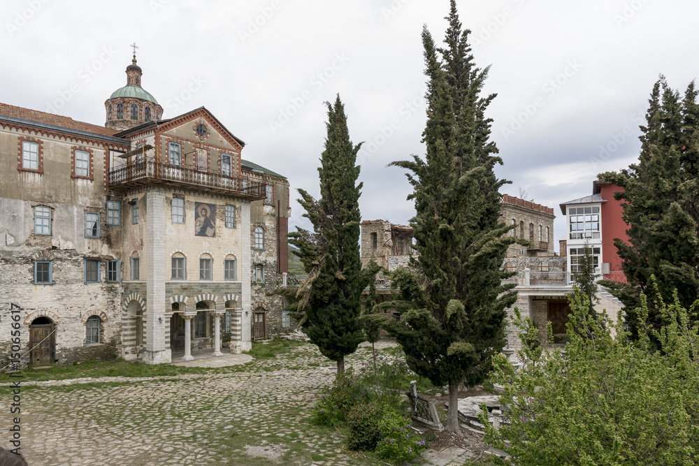 Holy mountain Athos, Greece, april 2017 – different views of monasteries 
