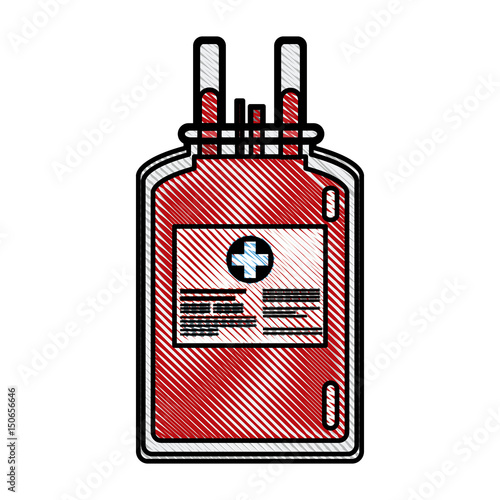 drawing plastic bag blood donate health care vector illustration
