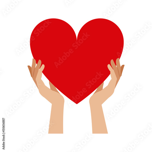 hands holding heart blood donation vector illustration