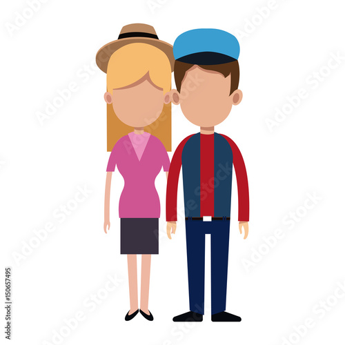 cartoon couple holding hand romantic image vector illustration