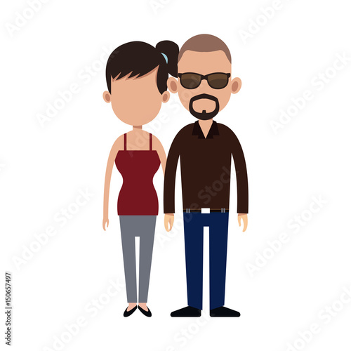 cartoon couple holding hand romantic image vector illustration