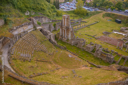 View of the Roman theatre of Volterra, Tuscany, Italy