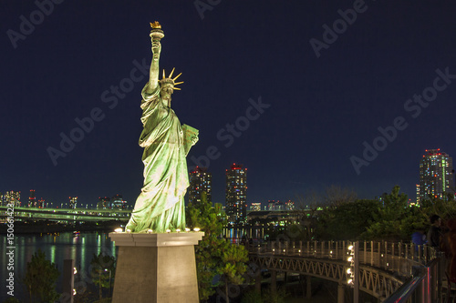 Statue of Liberty in spring at Odaiba Tokyo, Japan photo