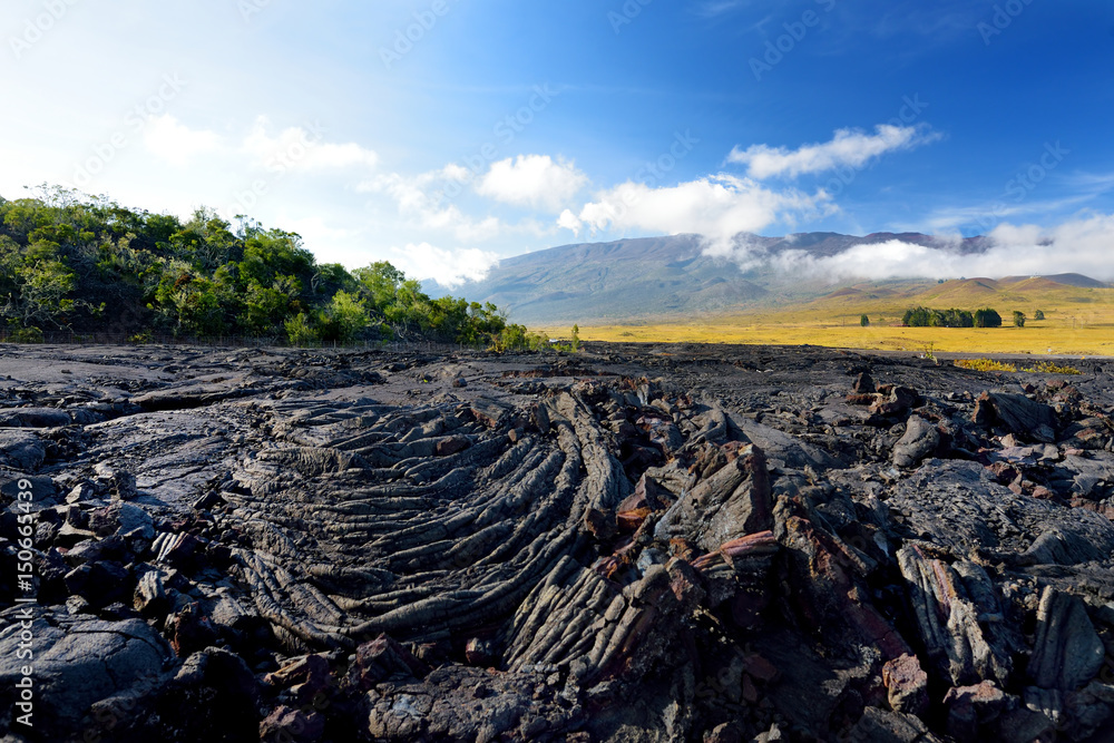 Rough surface of frozen lava after Mauna Loa volcano eruption on Big Island, Hawaii Rough surface of frozen lava after Mauna Loa volcano eruption on Big Island, Hawaii