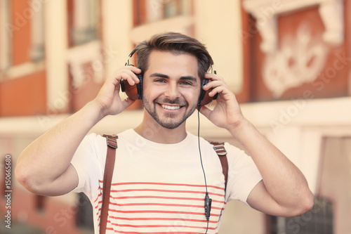 Handsome man with headphone...