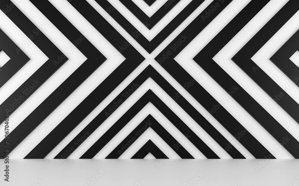 Obraz premium Streszczenie białe i czarne tło geometryczne. 3D render