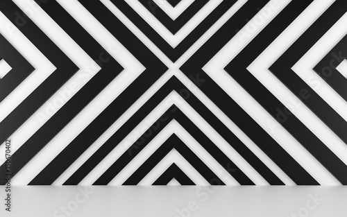 Abstract white and black geometrical background.3D render