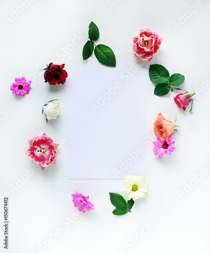 flowers mockup, white frame, frame flower