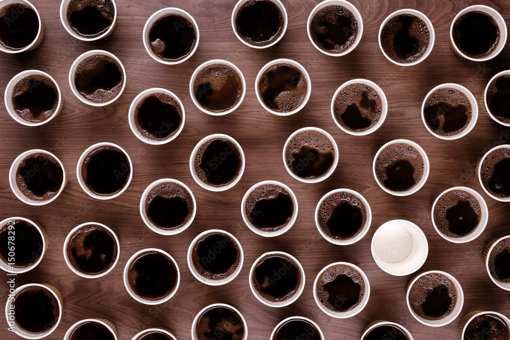 many papper cups looking down from above many papper cups looking down from above