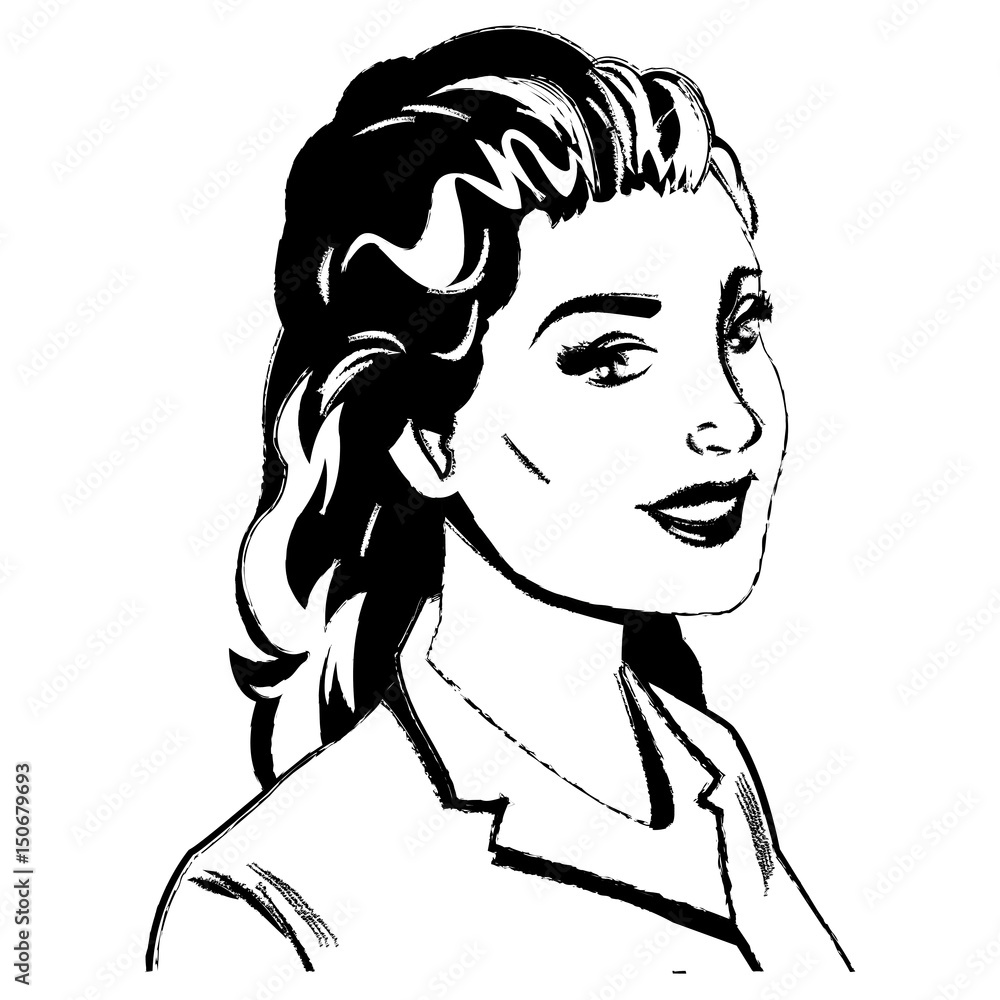 portrait woman pop art sketch vector illustration portrait woman pop art sketch vector illustration