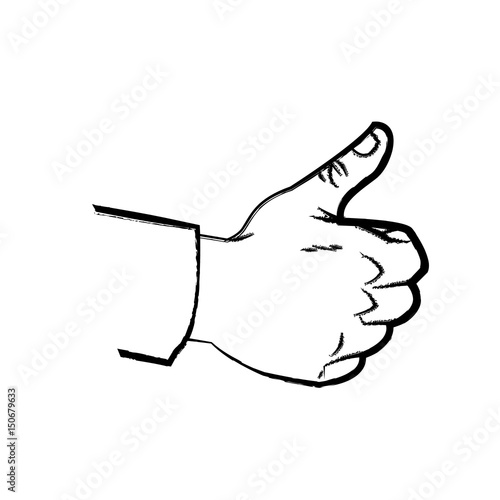hand like up thumb expression comic sketch vector illustration
