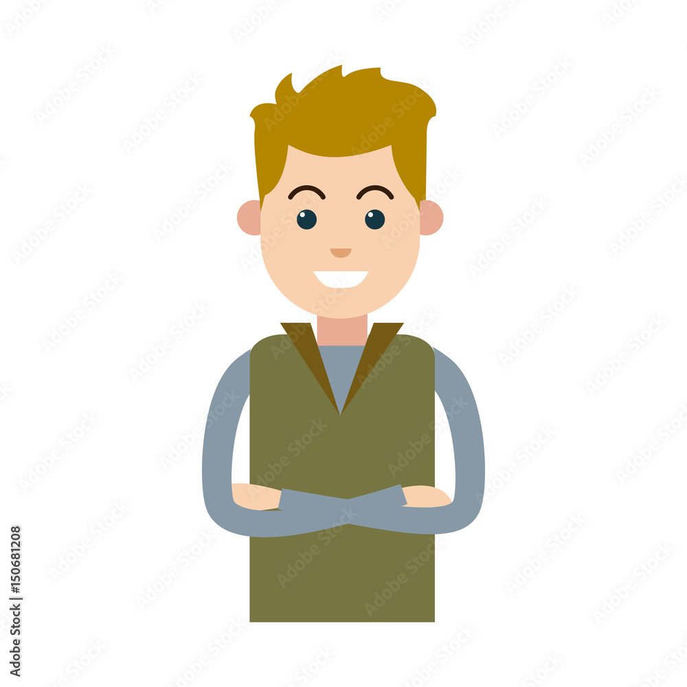 character man male young wear vest vector illustration character man male young wear vest vector illustration