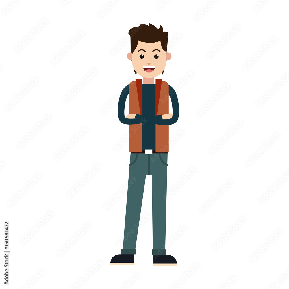 character young man male cross arm casual vector illustration character young man male cross arm casual vector illustration