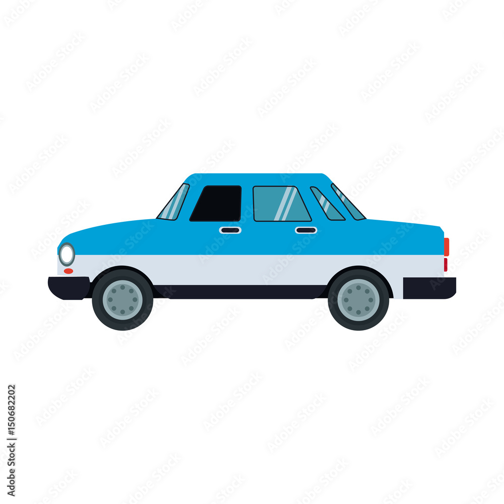 blue car sedan vehicle transport image vector illustration