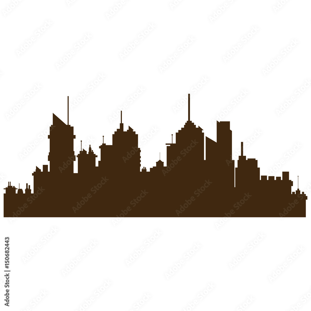 silhouette buildings city towers image vector illustration