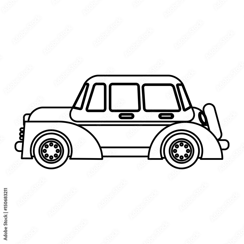 classic car transport speed outline vector illustration