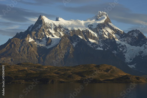 Ice covered peaks of Cerro Paine Grande in Torres del Paine National Park in southern Chile