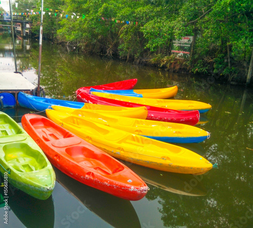 colorful canoe in the canal