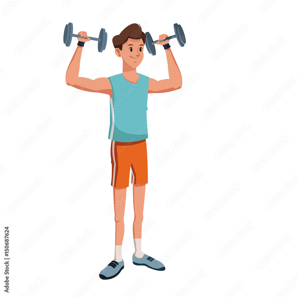 character man lifting heavy barbell vector illustration character man lifting heavy barbell vector illustration