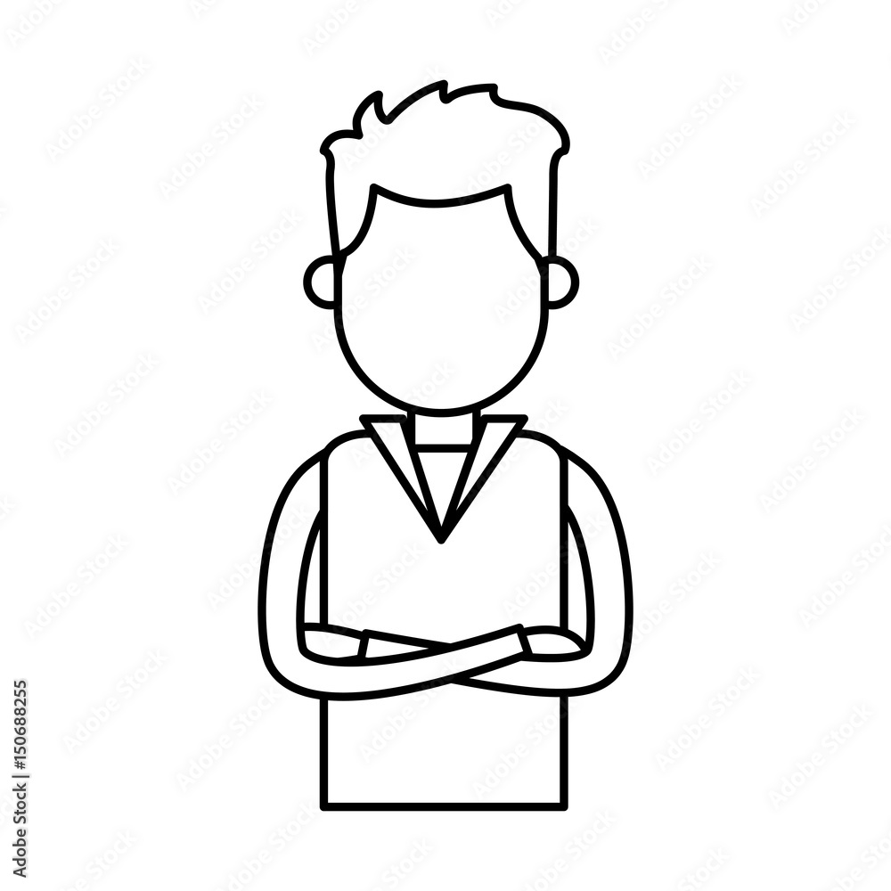 outlined male crossed arms clothes casual vector illustration outlined male crossed arms clothes casual vector illustration