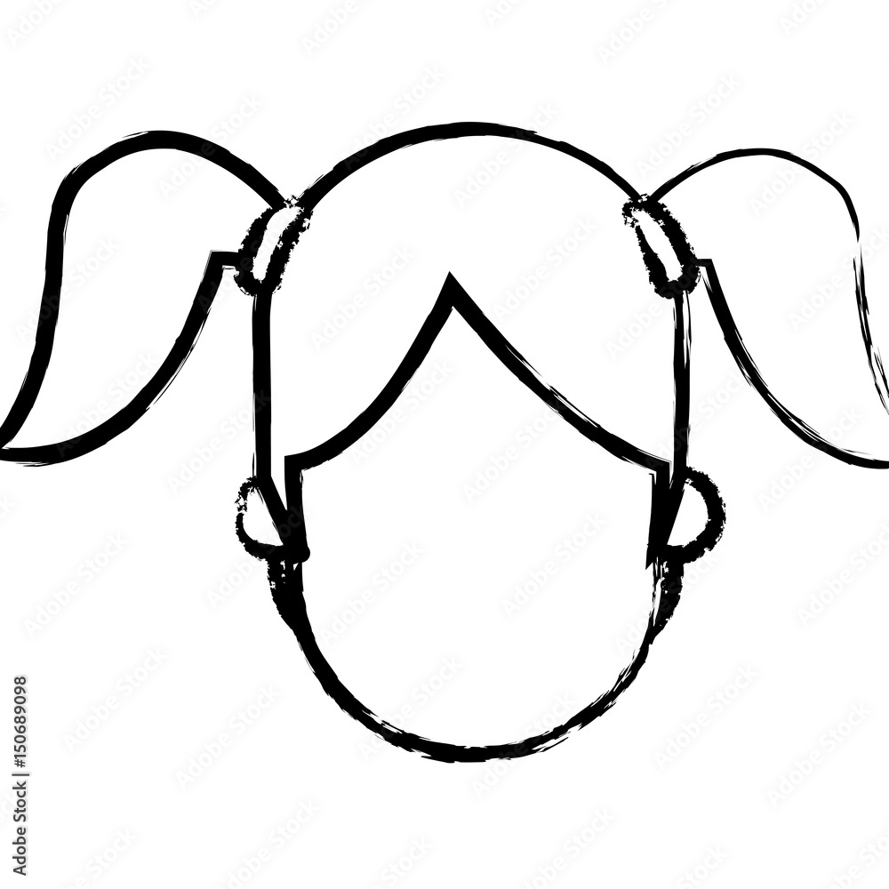 faceless head girl child ponytails people sketch vector illustration faceless head girl child ponytails people sketch vector illustration