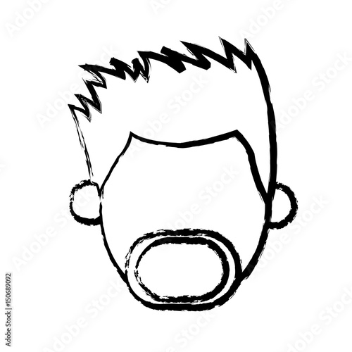 faceless head man mustache beard people sketch vector illustration