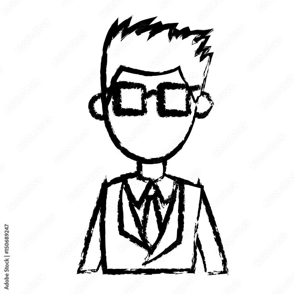 man with suit and glasses image sketch vector illustration