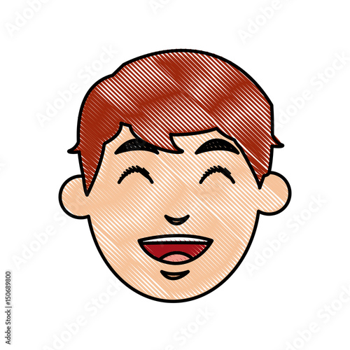 drawing face man laughing cartoon vector illustration