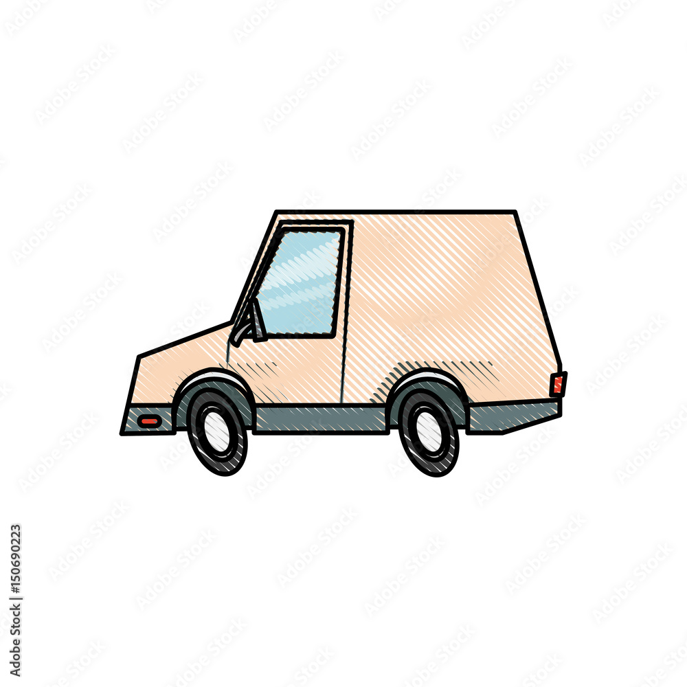 drawing van car delivery transport vehicle design vector illustration