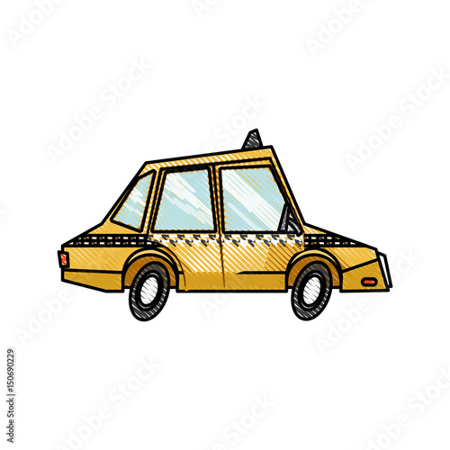 drawing taxi car public service transport design vector illustration