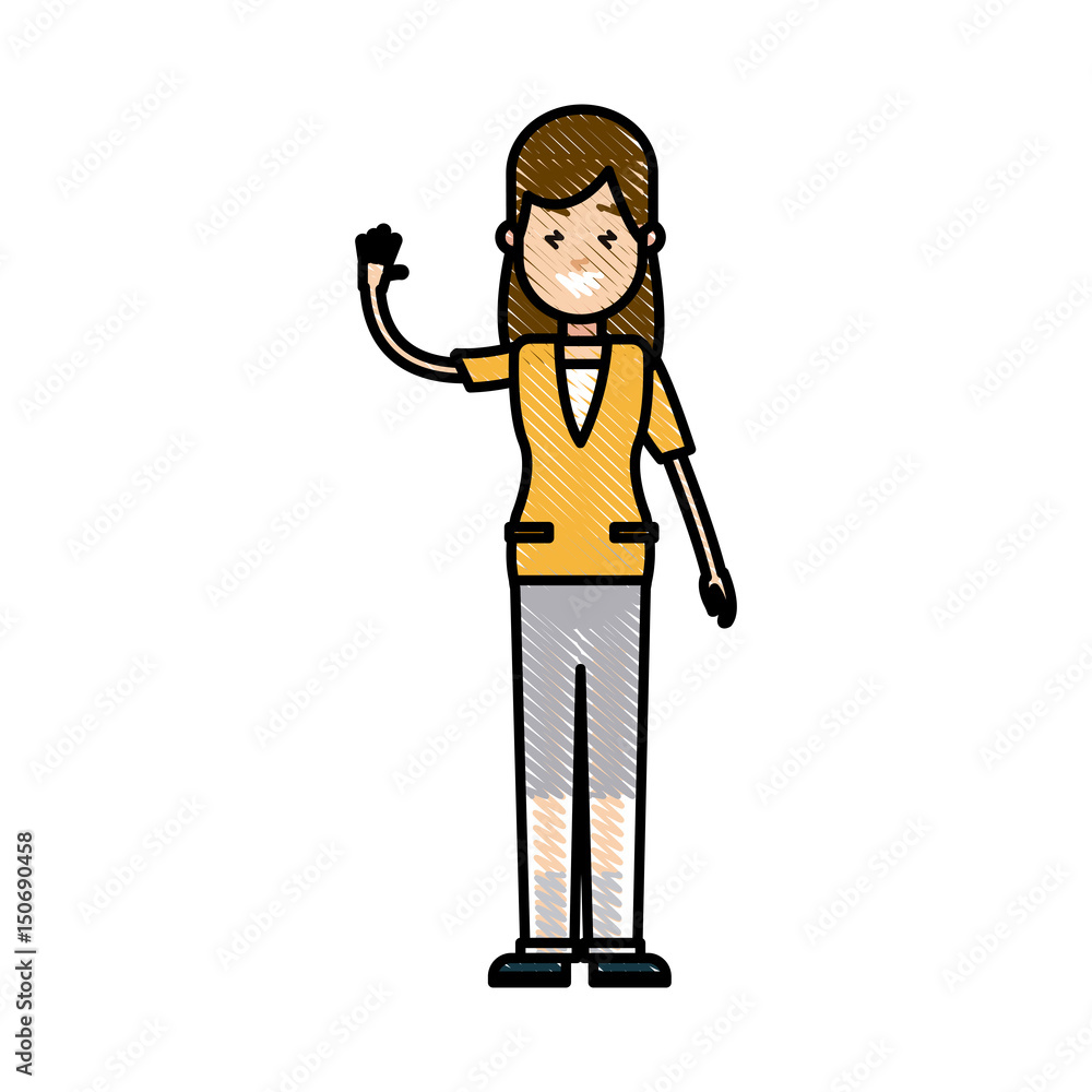 drawing woman stand smiling design vector illustration drawing woman stand smiling design vector illustration